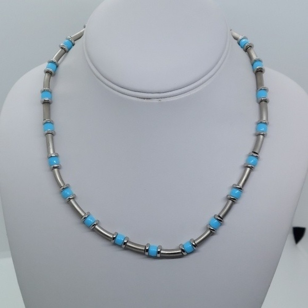 Silver and‎ soft blue necklace